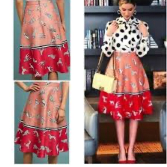 Anthropologie Dalmatian dog novelty print Retro skirt size 2 - Picture 3 of 14